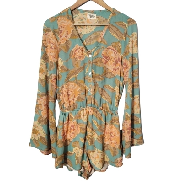 Show Me Your Mumu Floral Red Rocks Romper in Magnolia Print - Picture 2 of 12